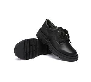EVERAU® Senior Black Leather Large Size Lace Up School Shoes - UGG EXPRESS