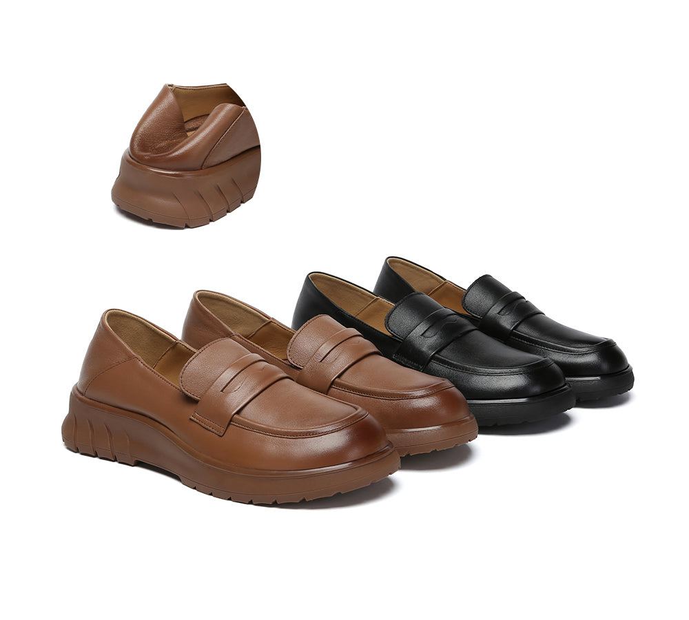 EVERAU® Leather Loafers Women Flexible Heel Pansy EVERAU