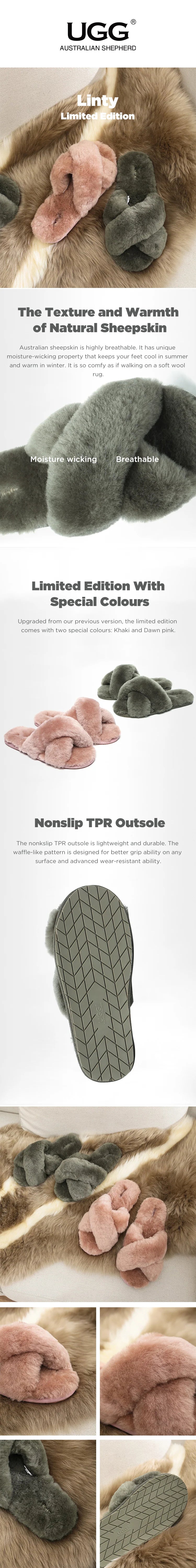 AUSTRALIAN SHEPHERD® UGG Women Crossover Fluffy Slides Linty Limited Edition