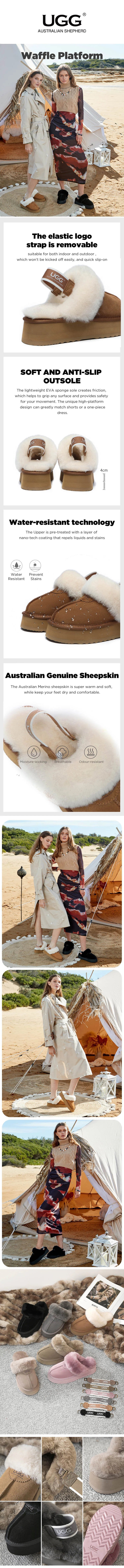 AUSTRALIAN SHEPHERD® UGG Slippers Women Platform Waffle