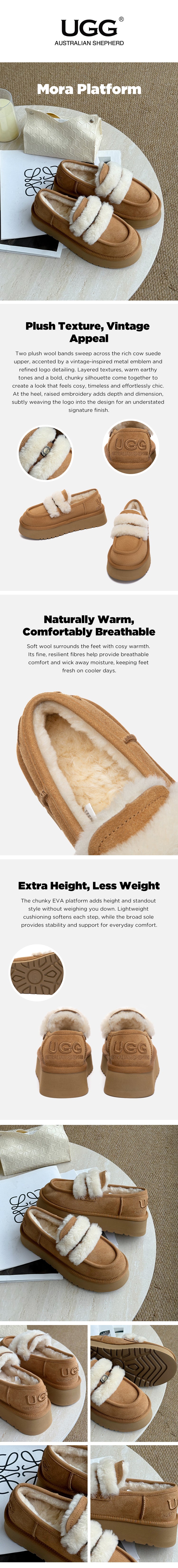 AUSTRALIAN SHEPHERD® UGG Slippers Women Platform Loafers Mora
