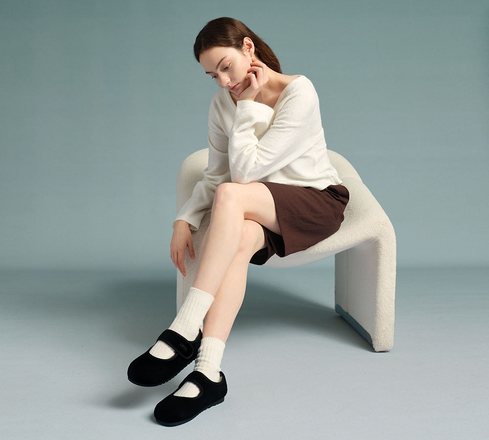 AUSTRALIAN SHEPHERD® UGG Slippers Sheepskin Wool Adjustable Strap Mary Jane Millie UGG AUSTRALIAN SHEPHERD