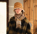 AUSTRALIAN SHEPHERD® Fluffy Sheepskin Wool Bucket Patchwork Hat UGG AUSTRALIAN SHEPHERD