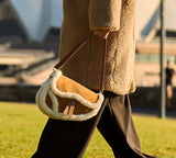 AUSTRALIAN SHEPHERD® Women Fluffy Wool Adjustable Strap Over Shoulder Saddle Bag UGG AUSTRALIAN SHEPHERD