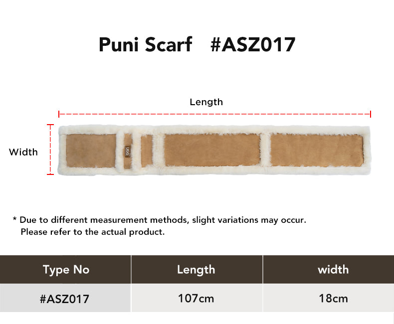AUSTRALIAN SHEPHERD® Wool Scarf Puni size chart