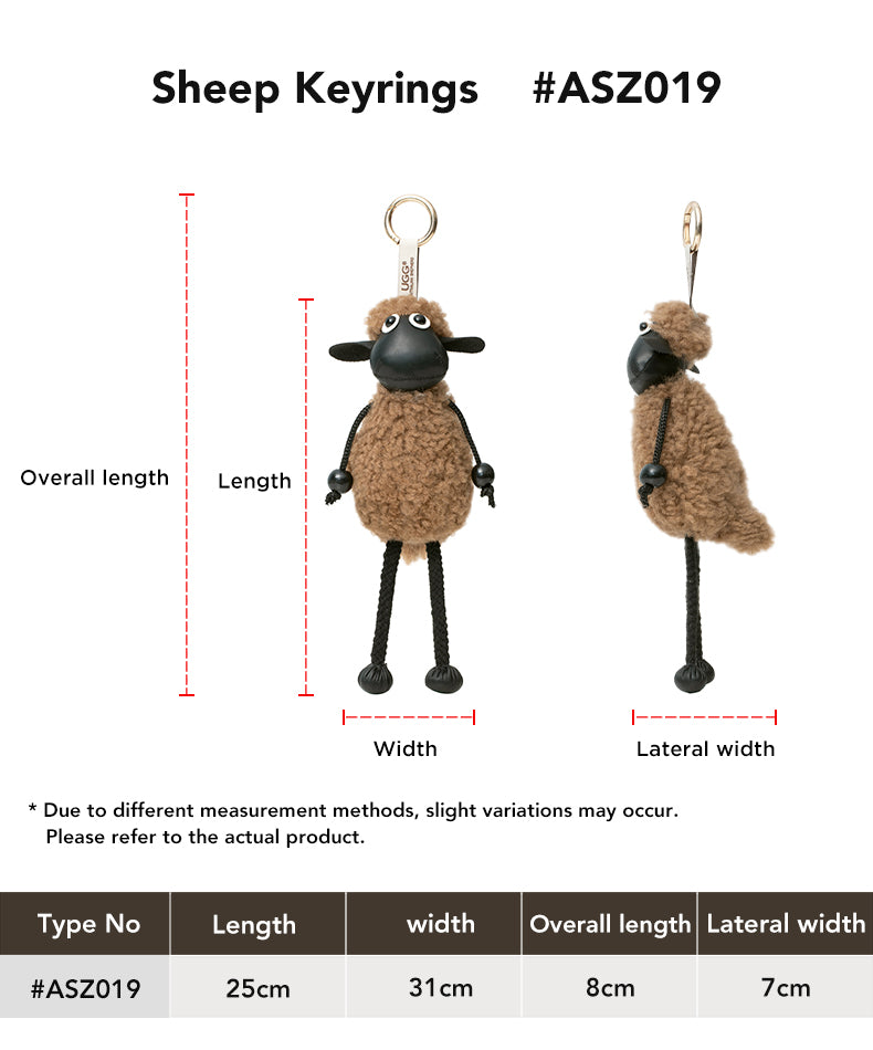 AUSTRALIAN SHEPHERD® Fluffy Sheep Keyrings size chart