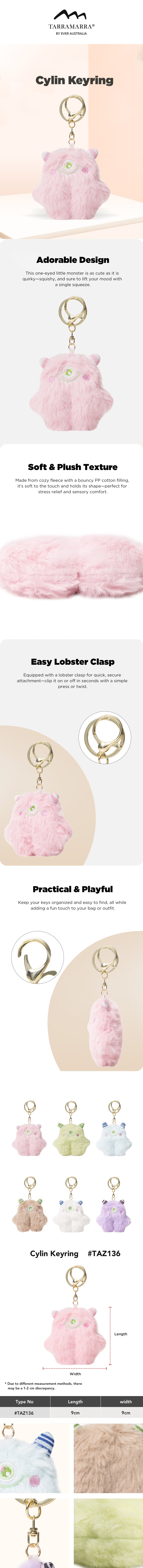 TARRAMARRA® Fluffy Cute Cylin Keyring