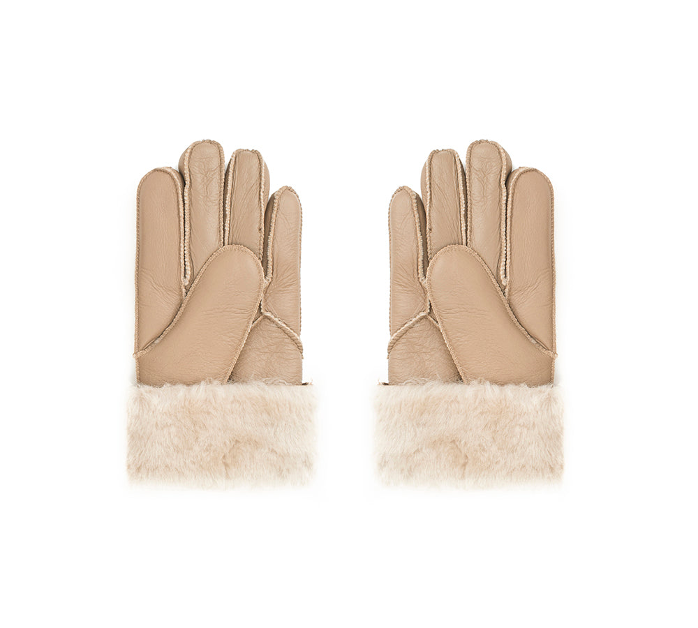 AUSTRALIAN SHEPHERD® Leather Fluffy Sheepskin Wool Stitching Gloves - UGG EXPRESS