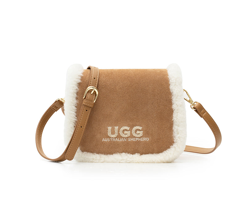 AUSTRALIAN SHEPHERD® Women Fluffy Wool Adjustable Strap Over Shoulder Messenger Bag