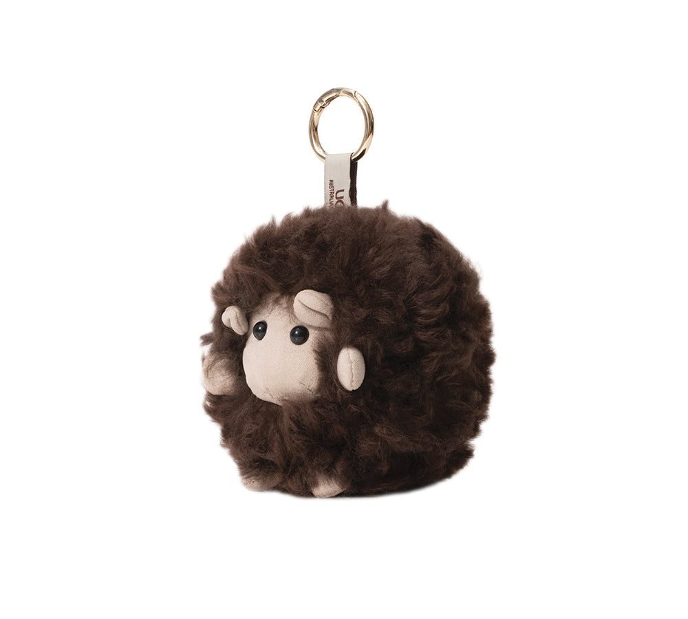AUSTRALIAN SHEPHERD® Fluffy Sheepskin Wool Roun Keyring UGG AUSTRALIAN SHEPHERD