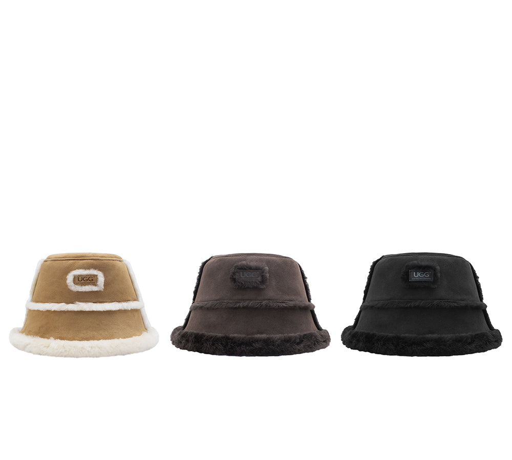 AUSTRALIAN SHEPHERD® Fluffy Sheepskin Wool Bucket Hat Stacea UGG AUSTRALIAN SHEPHERD