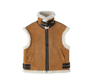 EVERAU® Fluffy Sheepskin Wool Zip Sleeveless Vest Dale