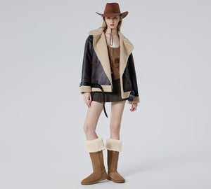 EVERAU® UGG Boots Double Faced Sheepskin Wool Tall Button Over-Knee Jenner EVERAU