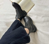 EVERAU® Women Leather Lace Up Zipper Ankle Boots Gabriela EVERAU