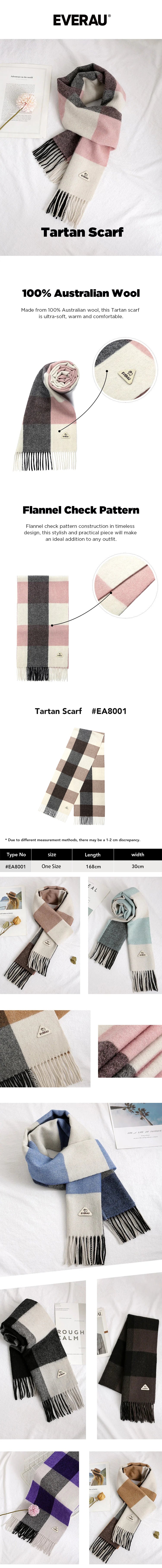 EVERAU® 100% Wool Scarf Tartan