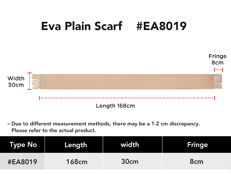 EVERAU® 100% Wool Plain Scarf Eva size chart