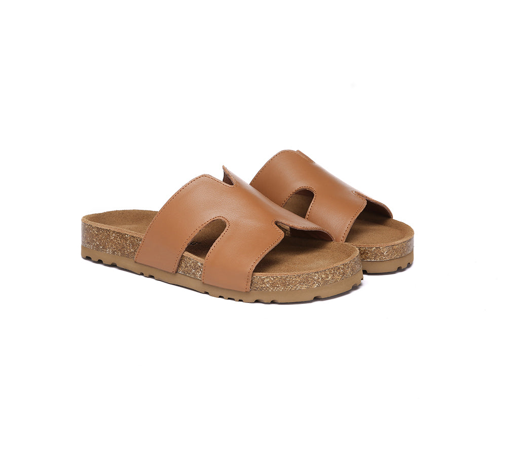 EVERAU® Women Slides Leather Flat Heidy