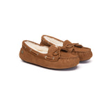 EVERAU® UGG Slippers Women Sheepskin Wool Bow Moccasins Pommie EVERAU