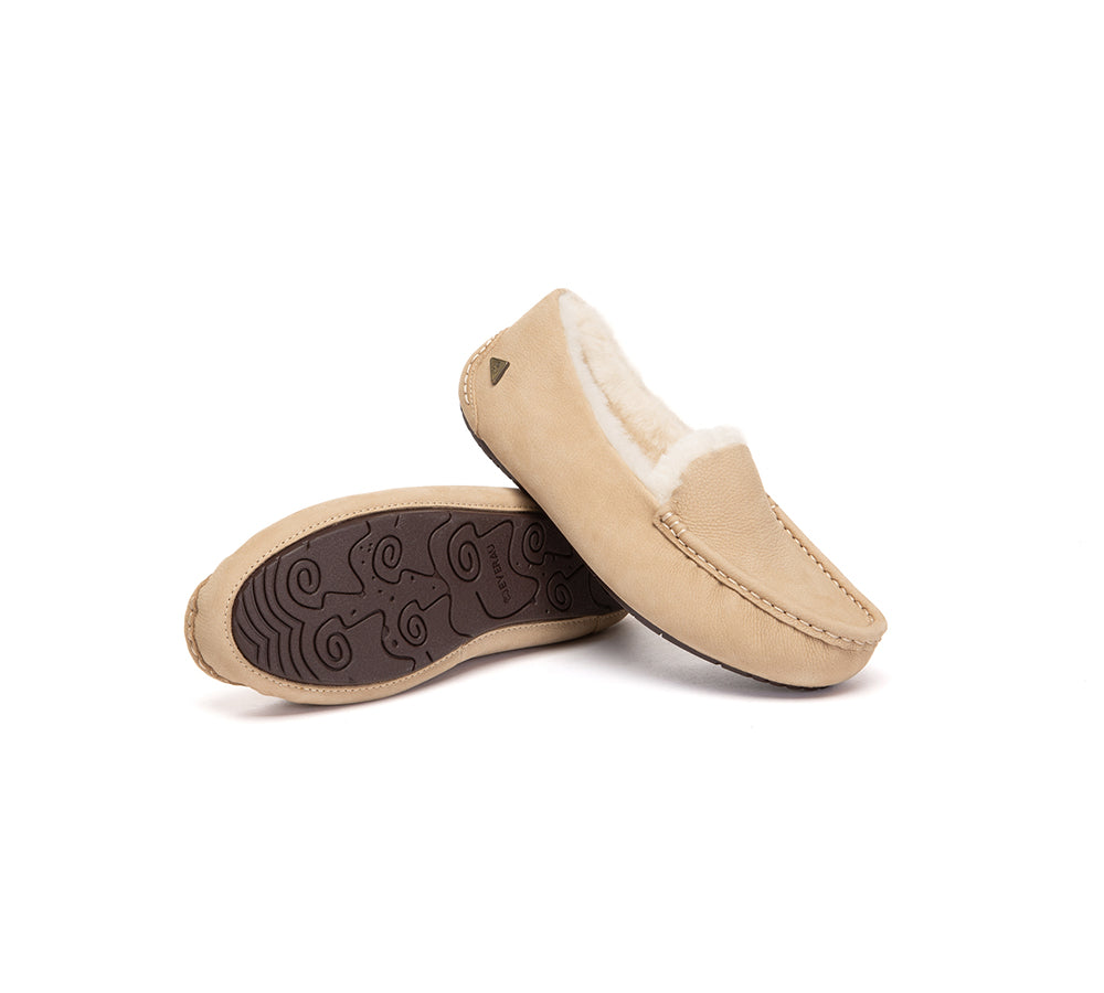 EVERAU® UGG Slippers Sheepskin Wool Moccasin Loafers Pielet EVERAU