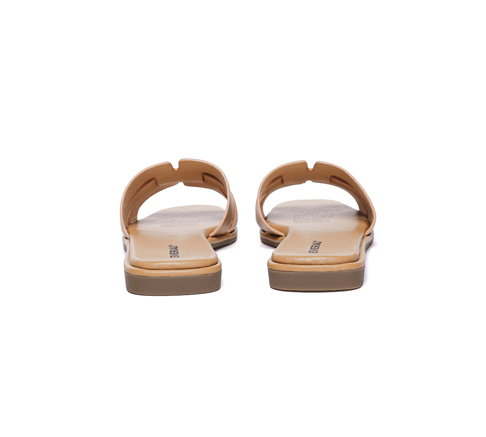 EVERAU® Women Leather Woven Flat Slides Bolita