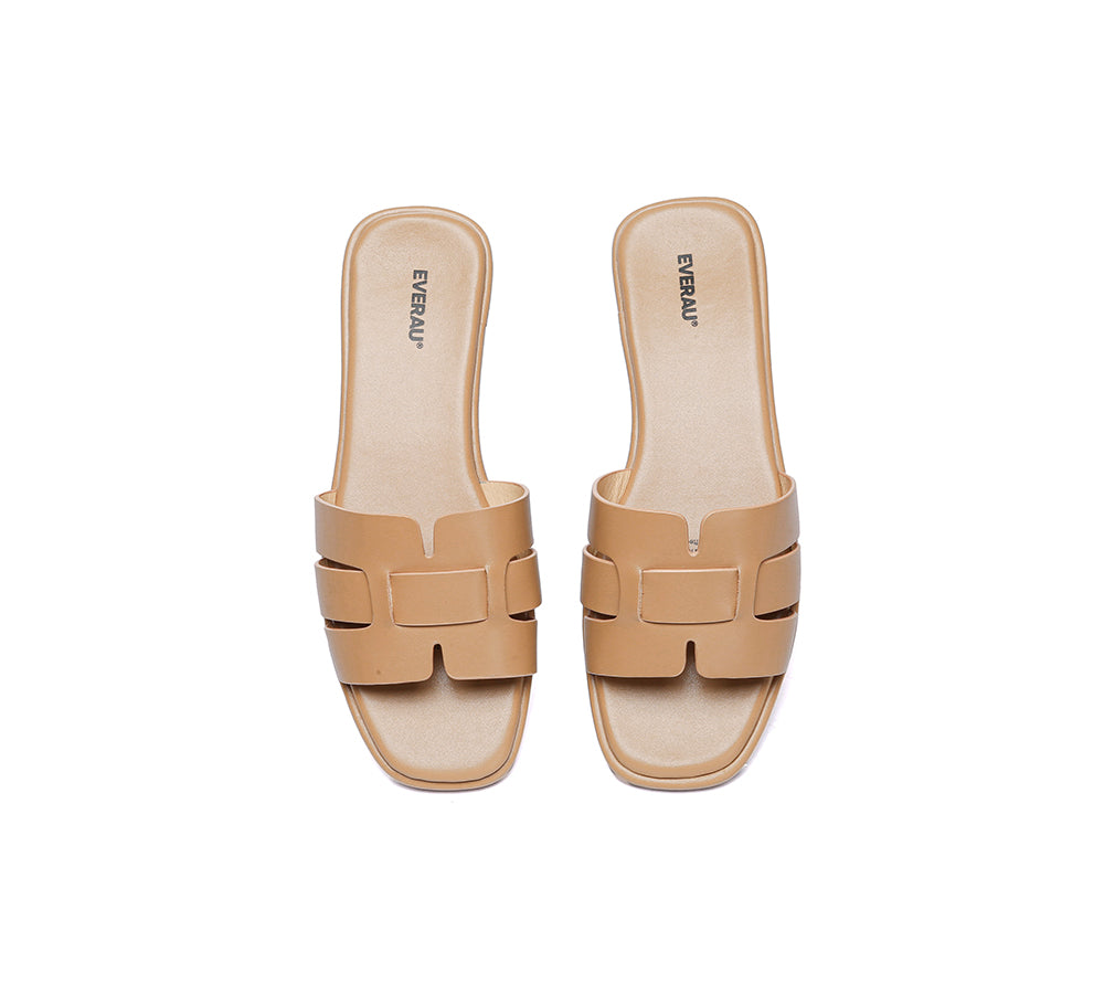 EVERAU® Women Leather Woven Flat Slides Bolita