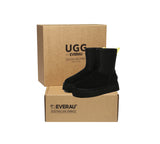 UGG EVERAU® UGG Women Sheepskin Wool Zipper Decor Stretchy Mid Calf Platform Boots Ethel