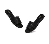 EVERAU® Women Leather Woven Flat Slides Bolita