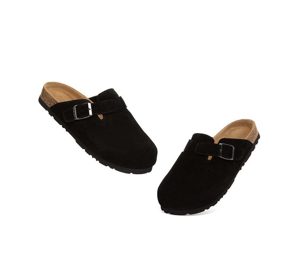 EVERAU® Adjustable Buckled Straps Slip-on Flat Sandal Slides Mason EVERAU