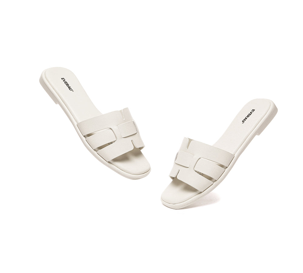 EVERAU® Women Leather Woven Flat Slides Bolita