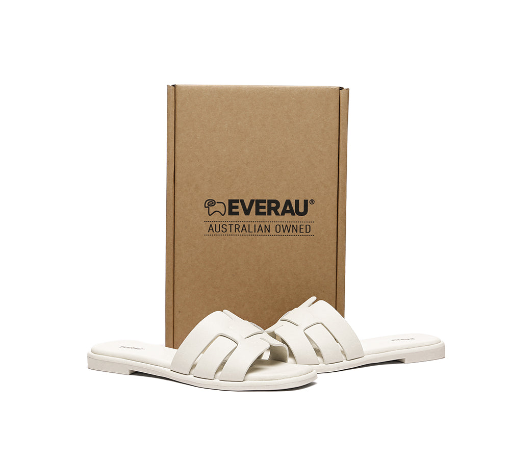 EVERAU® Women Leather Woven Flat Slides Bolita