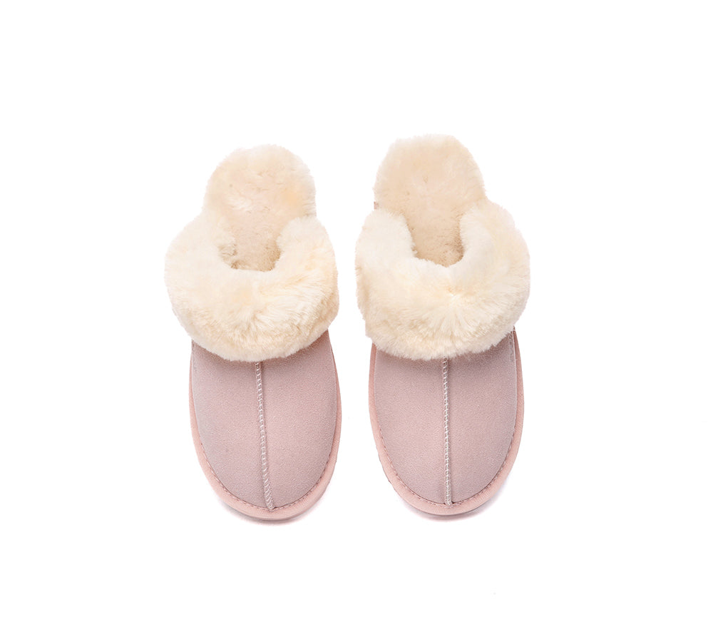 EVERAU® UGG Slippers Sheepskin Wool Suede Scuff Muffin - UGG EXPRESS