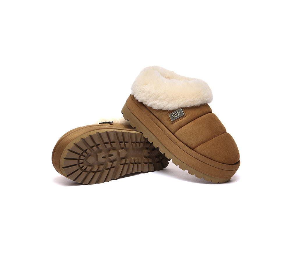 UGG EVERAU?? UGG Slippers Women Sheepskin Wool Collar Ankle Platform Ulrika - UGG EXPRESS