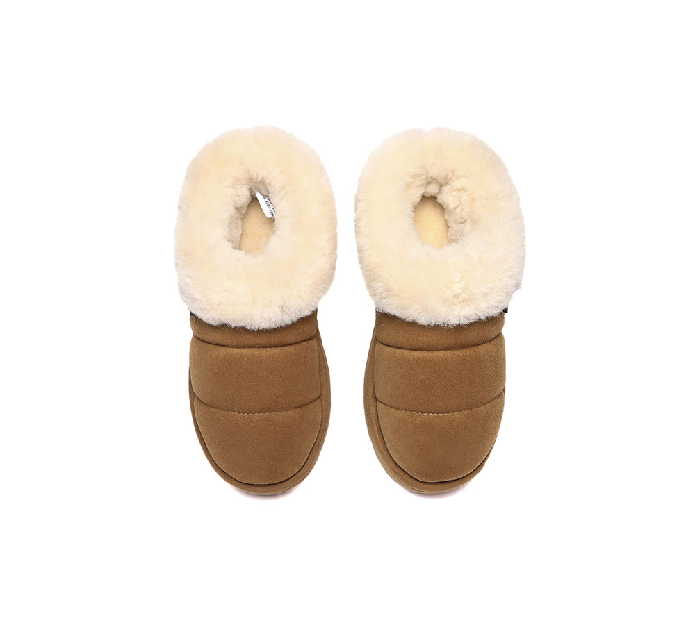 UGG EVERAU?? UGG Slippers Women Sheepskin Wool Collar Ankle Platform Ulrika - UGG EXPRESS