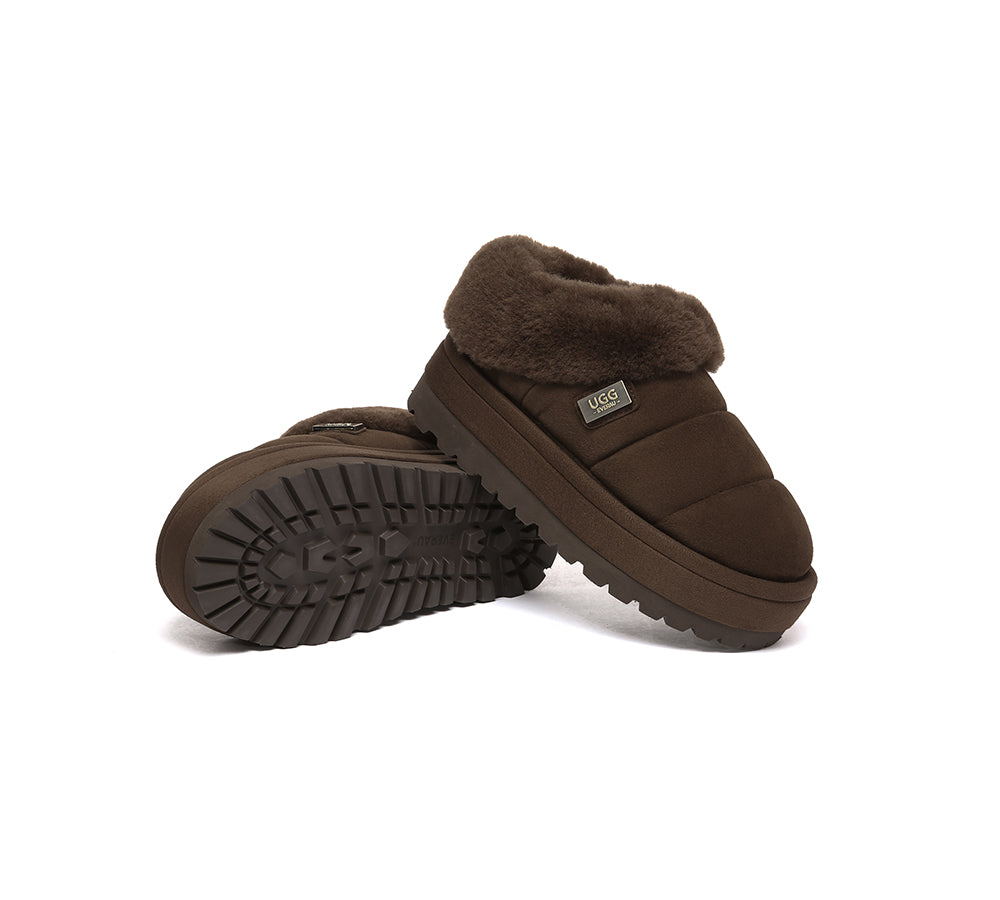 UGG EVERAU?? UGG Slippers Women Sheepskin Wool Collar Ankle Platform Ulrika - UGG EXPRESS