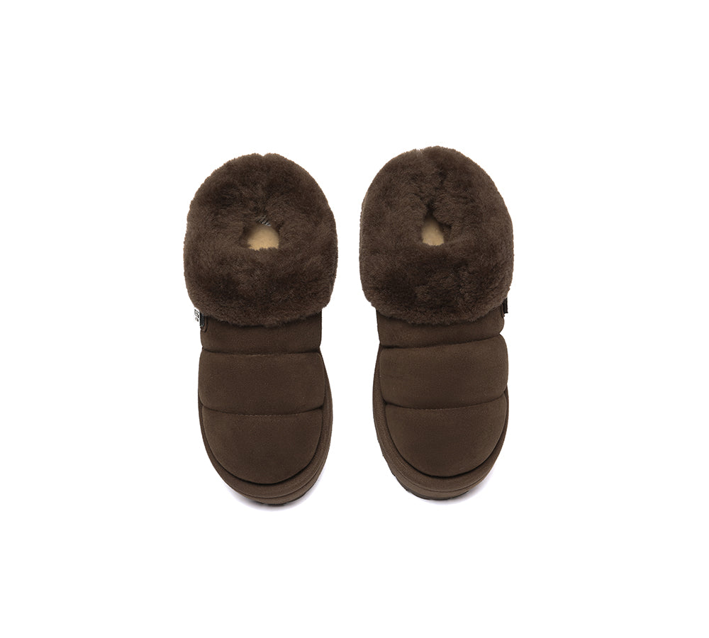 UGG EVERAU?? UGG Slippers Women Sheepskin Wool Collar Ankle Platform Ulrika - UGG EXPRESS
