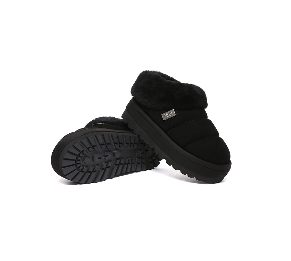 UGG EVERAU?? UGG Slippers Women Sheepskin Wool Collar Ankle Platform Ulrika - UGG EXPRESS