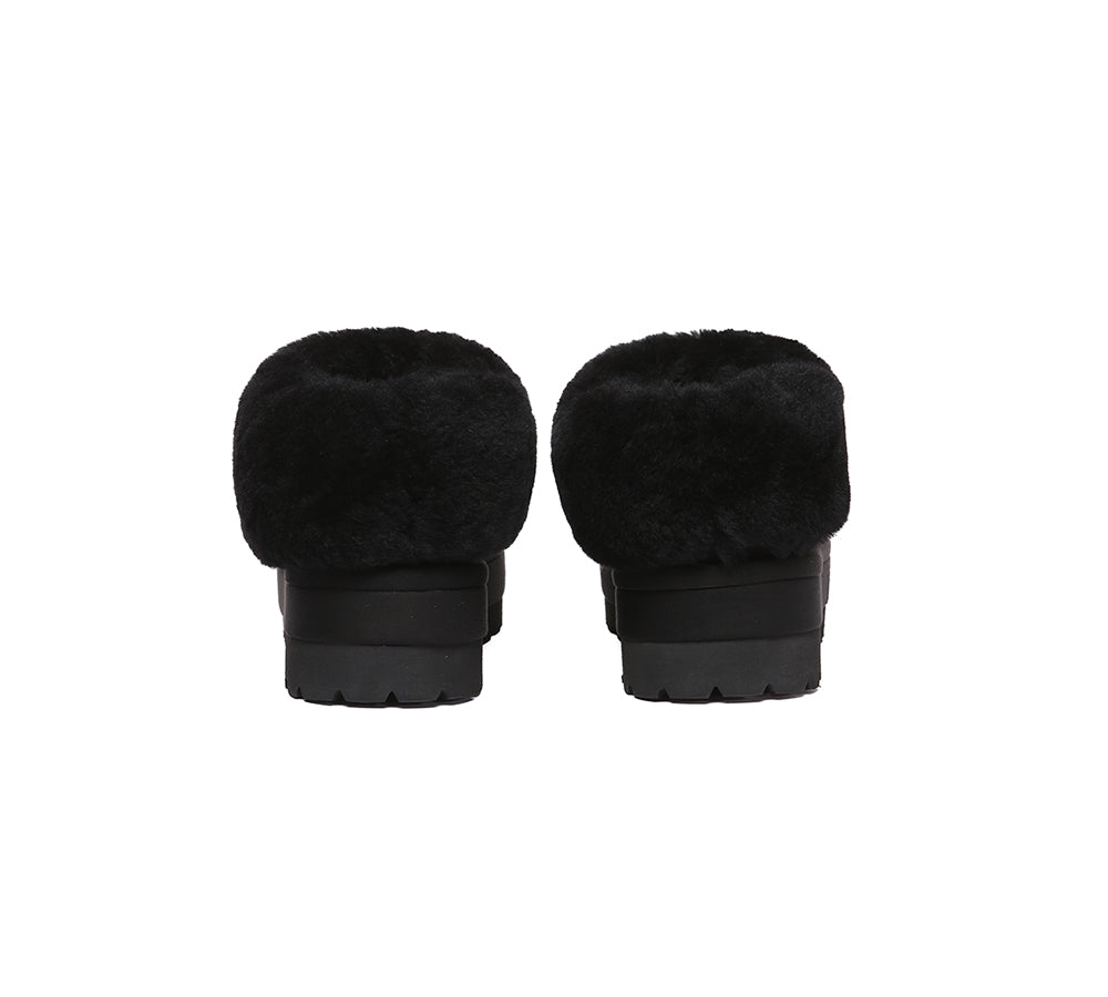 UGG EVERAU?? UGG Slippers Women Sheepskin Wool Collar Ankle Platform Ulrika - UGG EXPRESS