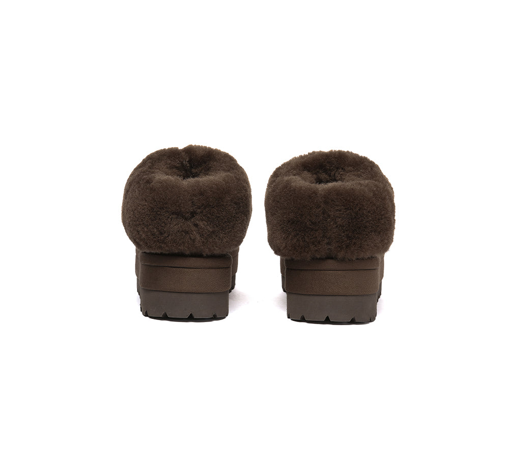 UGG EVERAU?? UGG Slippers Women Sheepskin Wool Collar Ankle Platform Ulrika - UGG EXPRESS