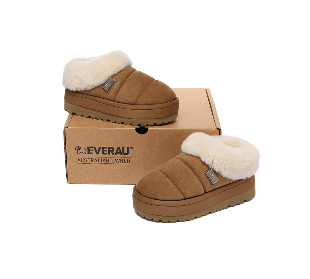 UGG EVERAU?? UGG Slippers Women Sheepskin Wool Collar Ankle Platform Ulrika - UGG EXPRESS