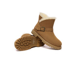 EVERAU® UGG Women Sheepskin Wool Buckle Decor Ankle Boots Polarwalk