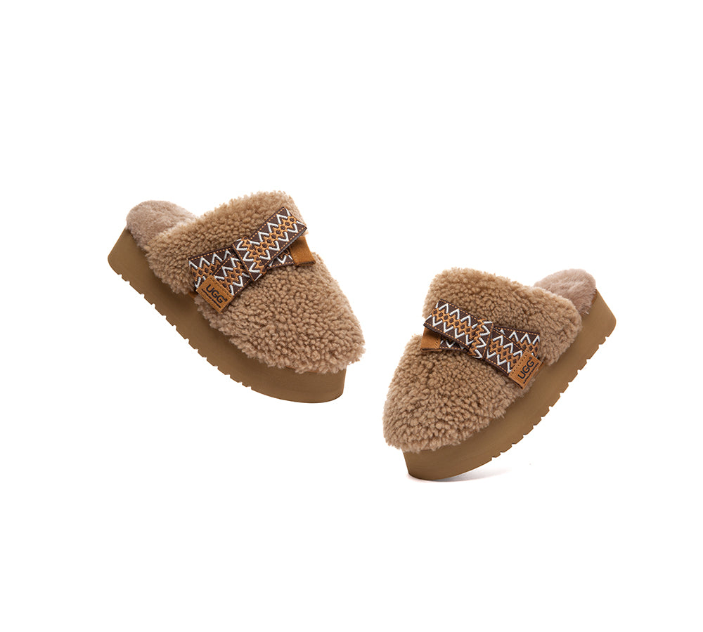 AUSTRALIAN SHEPHERD® UGG Slippers Women Sheepskin Wool Bow Platform Cecil UGG AUSTRALIAN SHEPHERD