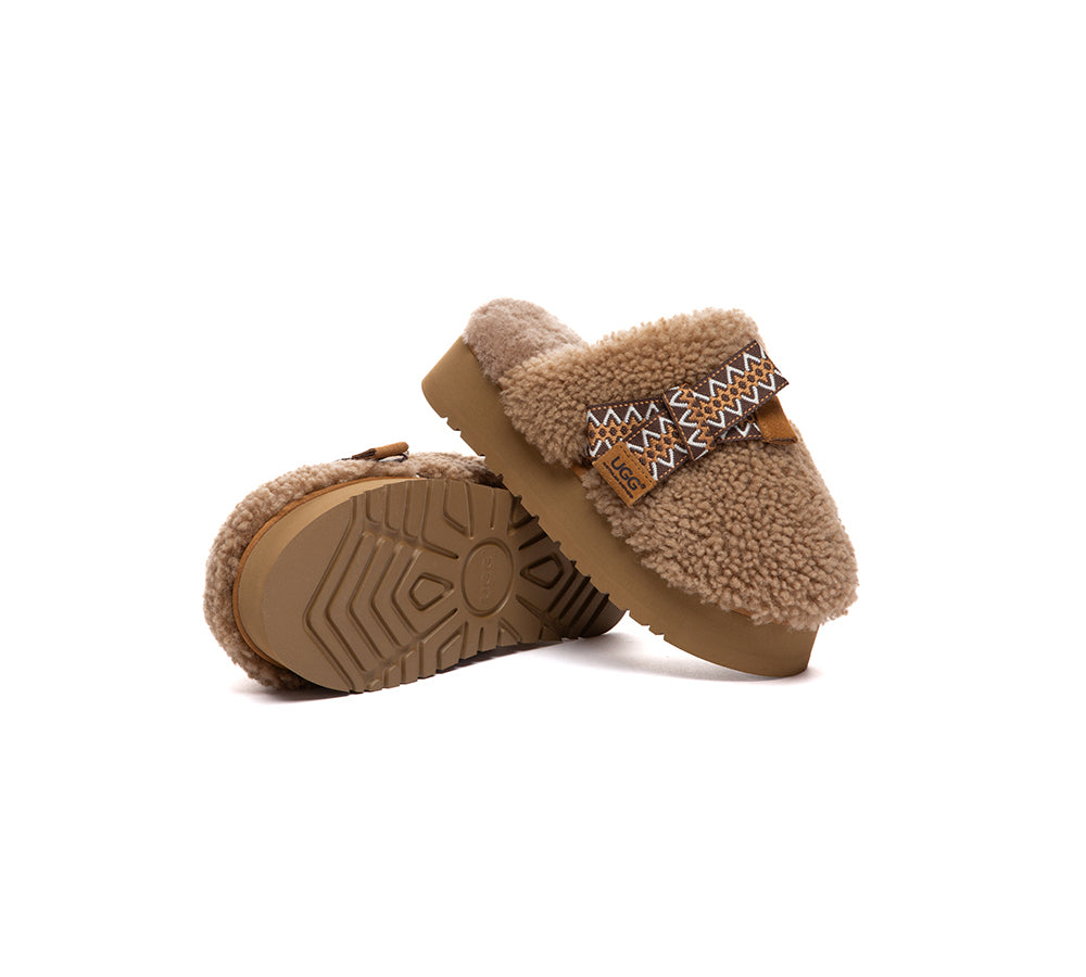 AUSTRALIAN SHEPHERD® UGG Slippers Women Sheepskin Wool Bow Platform Cecil UGG AUSTRALIAN SHEPHERD