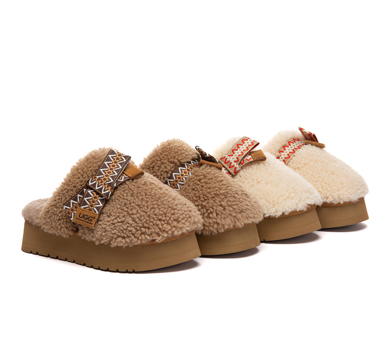 AUSTRALIAN SHEPHERD® UGG Slippers Women Sheepskin Wool Bow Platform Cecil UGG AUSTRALIAN SHEPHERD