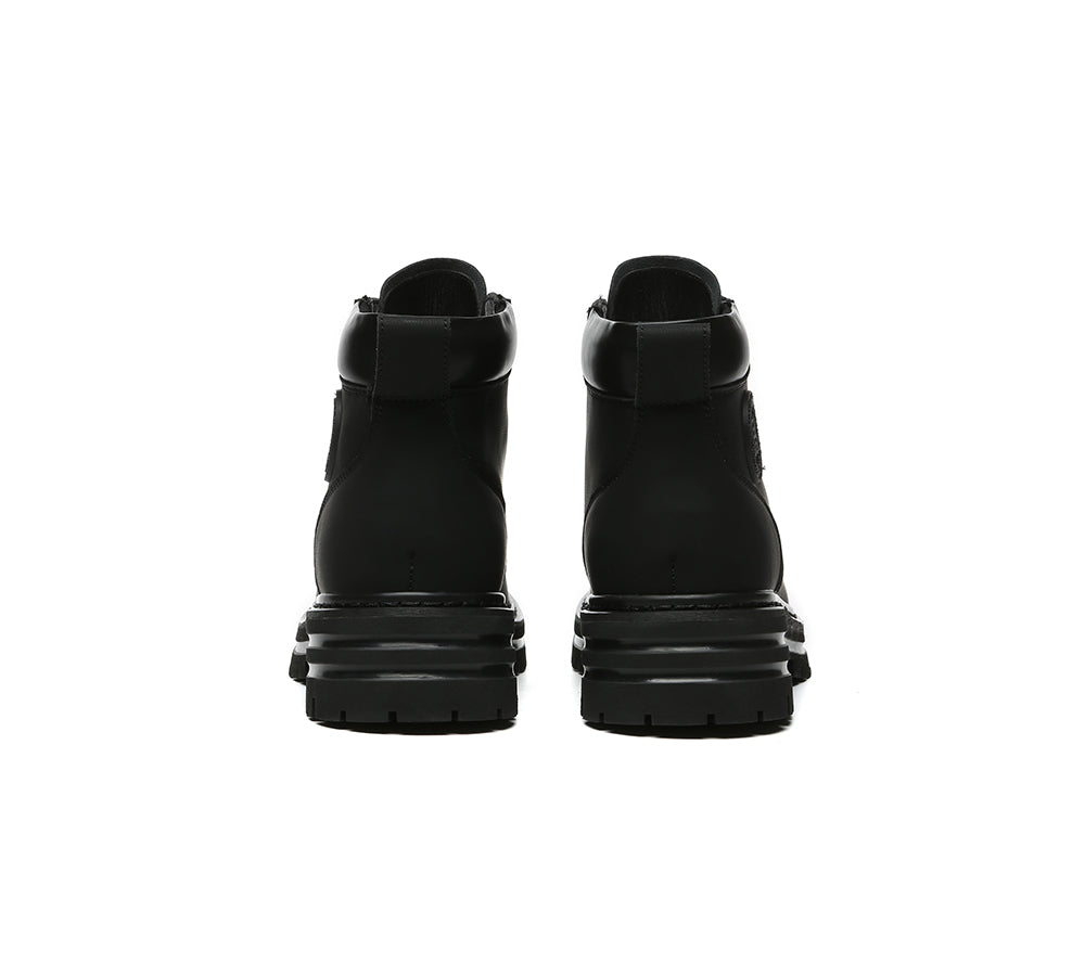 EVERAU® UGG Boots Women Leather Chunky Aubrey