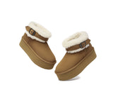 UGG EVERAU® UGG Sheepskin Wool Adjustable Buckle Ankle Platform Boots Ula