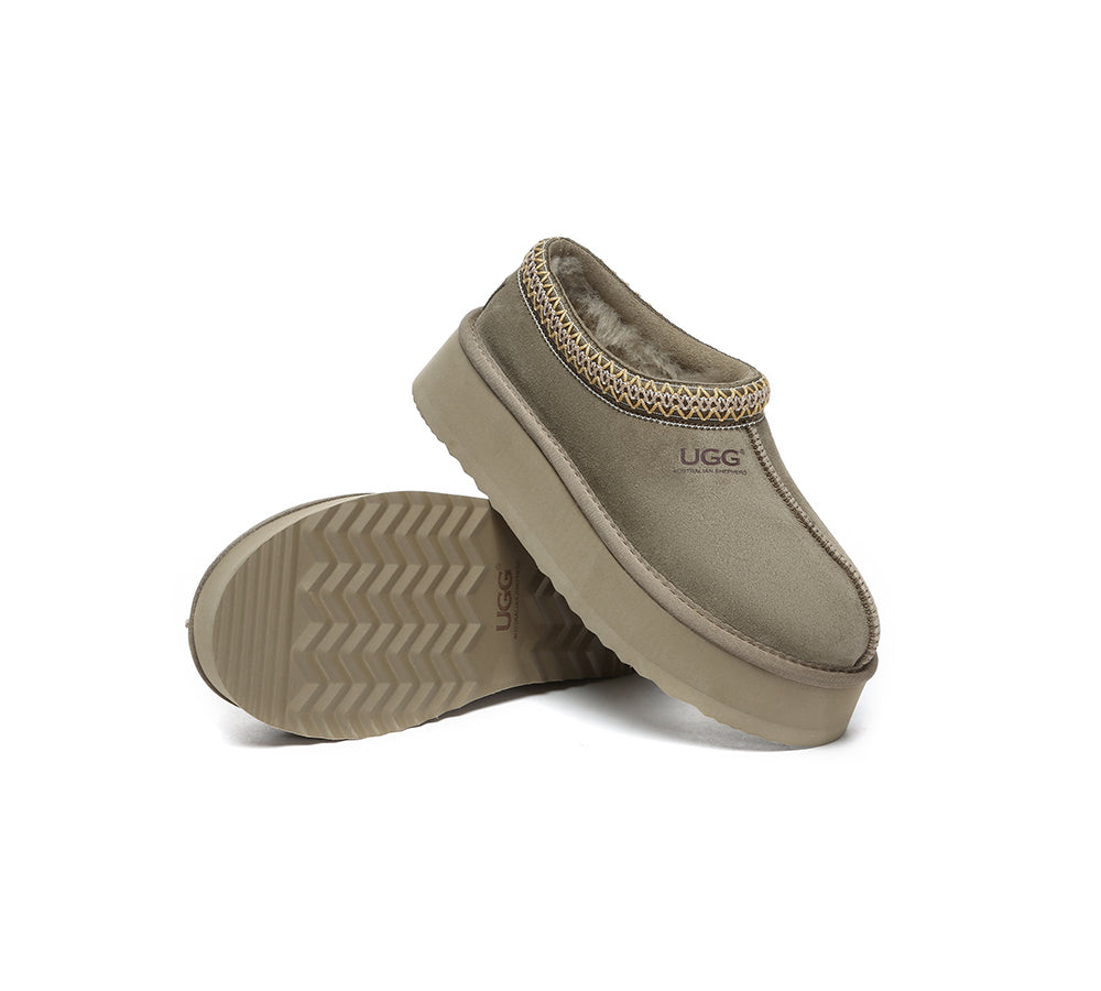 AUSTRALIAN SHEPHERD® UGG Slippers Sheepskin Wool Ankle Platform Tazzy Hippie - UGG EXPRESS