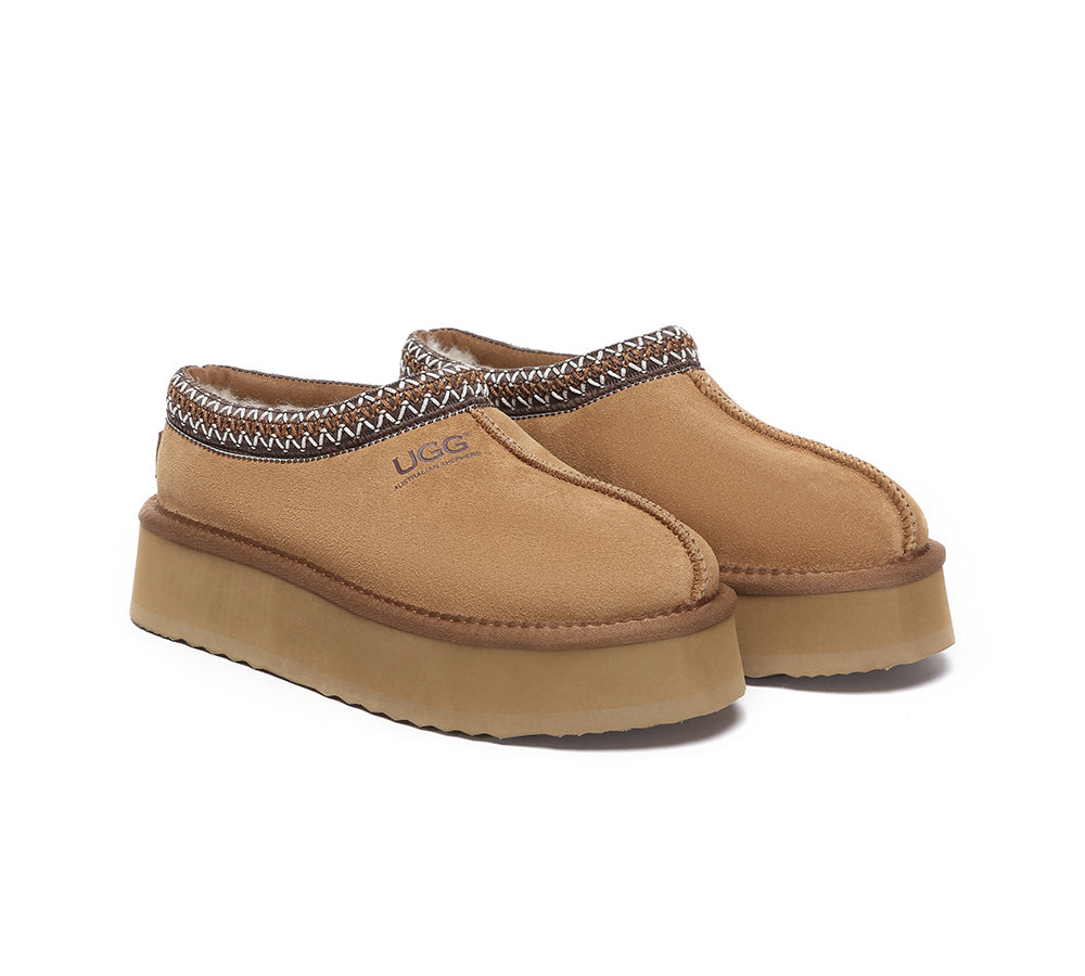 AUSTRALIAN SHEPHERD® UGG Slippers Sheepskin Wool Ankle Platform Tazzy Hippie - UGG EXPRESS