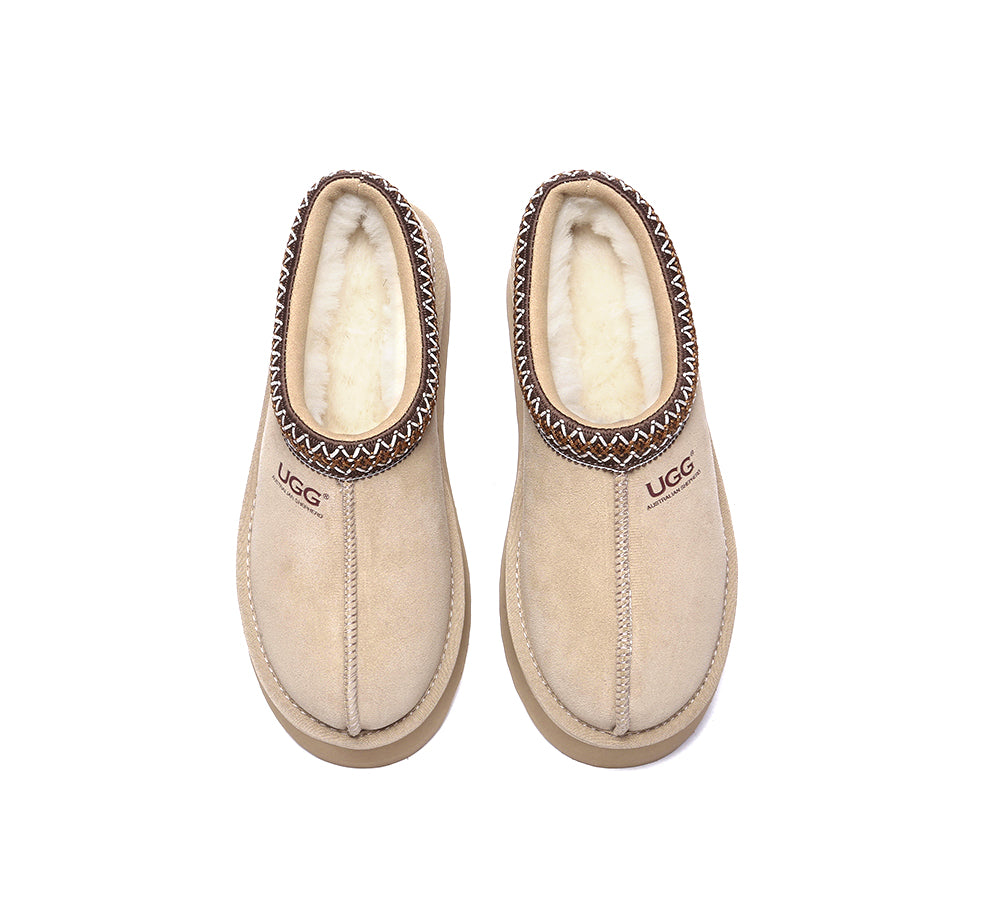 AUSTRALIAN SHEPHERD® UGG Slippers Sheepskin Wool Ankle Platform Tazzy Hippie - UGG EXPRESS