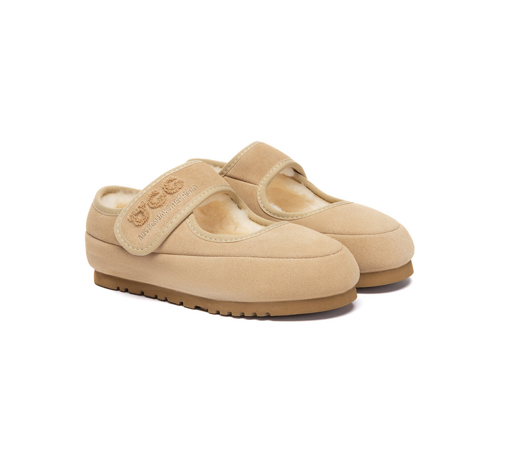 AUSTRALIAN SHEPHERD® UGG Kids Slippers Sheepskin Wool Adjustable Strap Mary Jane Velvi Kids UGG AUSTRALIAN SHEPHERD
