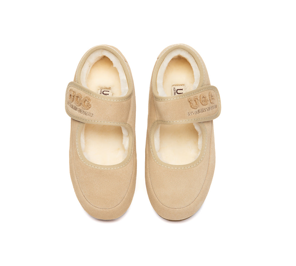 AUSTRALIAN SHEPHERD® UGG Kids Slippers Sheepskin Wool Adjustable Strap Mary Jane Velvi Kids UGG AUSTRALIAN SHEPHERD